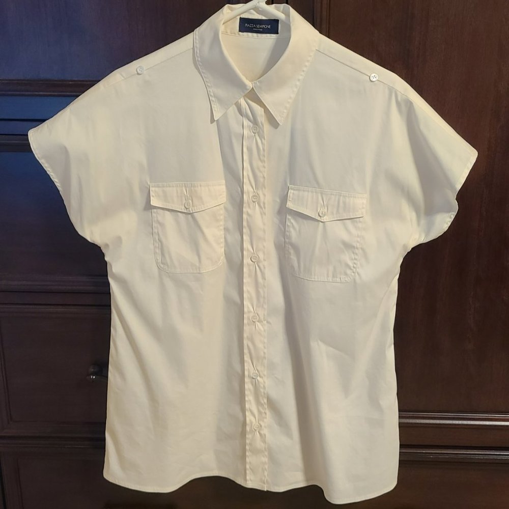 Women’s Piazza Sempione Ivory Short-sleeve Shirt – Size S (42)